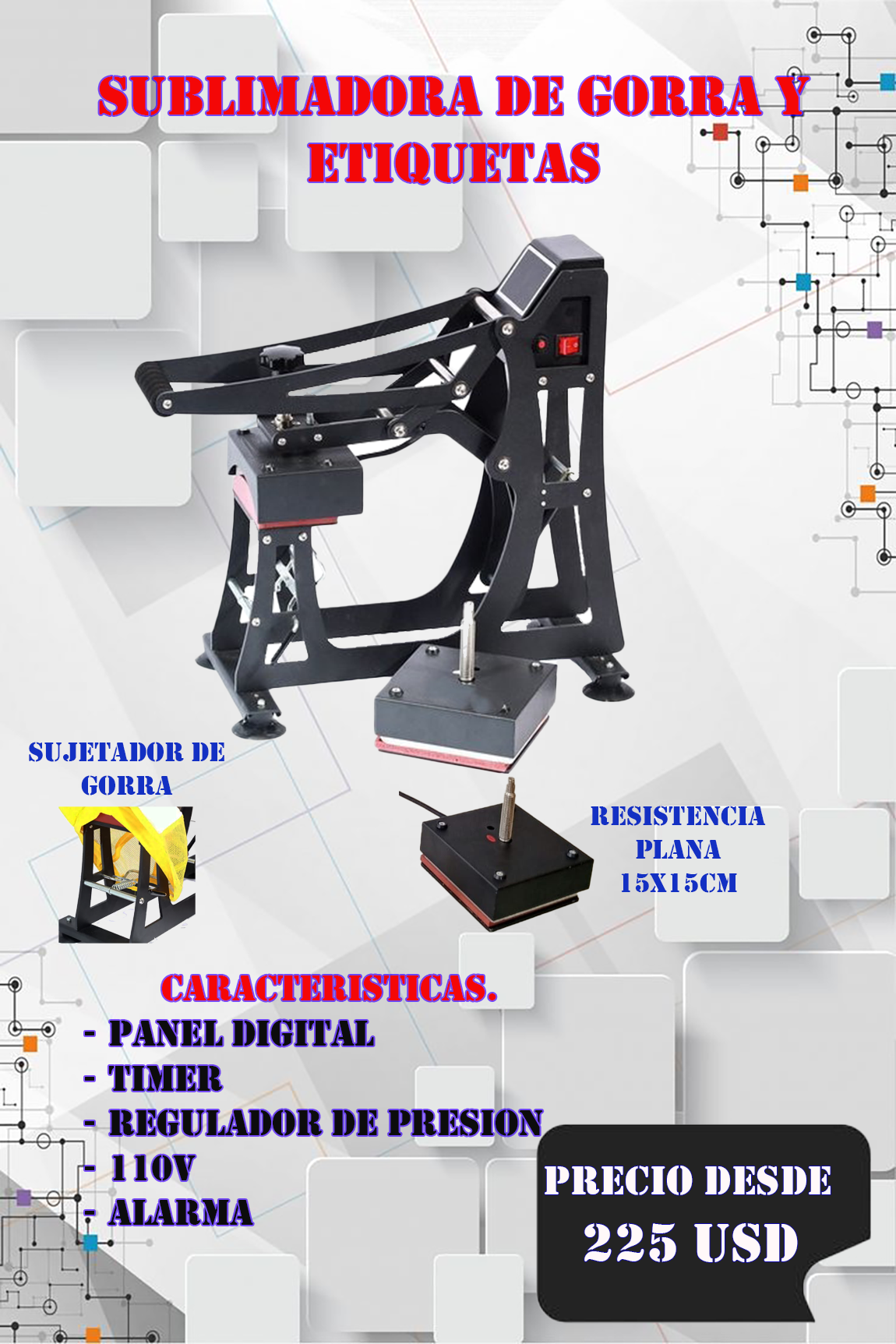 SUBLIMADORA DE GORRAS Y ETIQUETAS